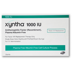 XYNTHA 1000 IU ( ANTIHEMOPHILIC FACTOR VIII RECOMBINANT REPLACEMENT THERAPY ) FOR IV ADMINISTRATION 4 ML LYOPHILIZED POWDER VIAL + 4 ML PREFILLED DILUENT SYRINGE